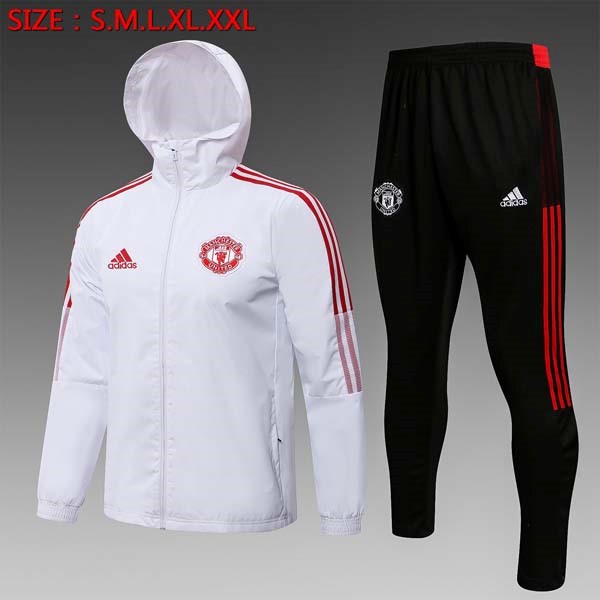 Windjacke Manchester United Komplett Set 2022 Weiß Schwarz